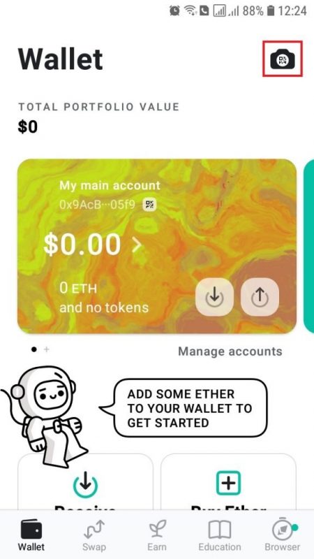 2 Đăng nhập vào ví MyEtherWallet bằng App MEW Wallet